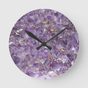 Amethyst gem violet crystal stone clock runde wanduhr