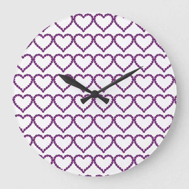 Amethyst Gemstone Herz Lila Große Wanduhr (Vorderseite)