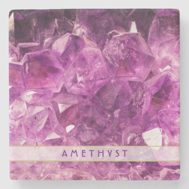 Amethyst Gemstone Image Shiny und Funkelnd Steinuntersetzer (Vorderseite)