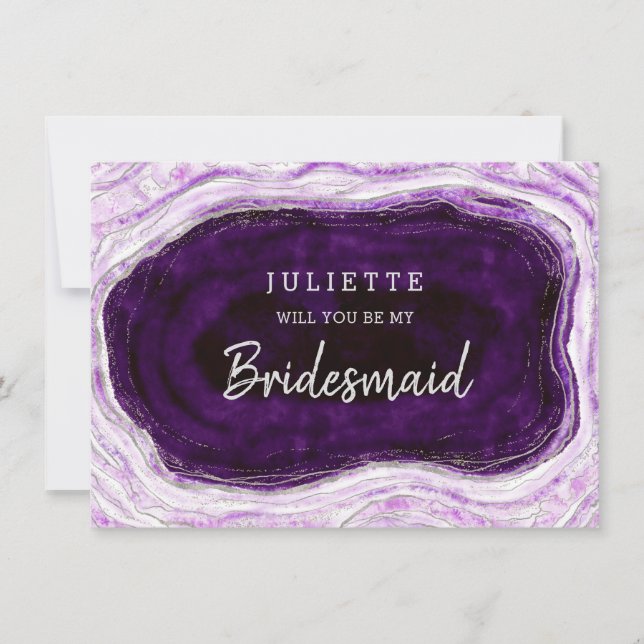 Amethyst Geode be Meine Bridesmaid-Vorschlagskarte (Vorderseite)