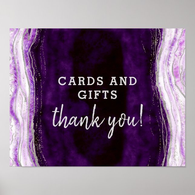 Amethyst Geode Cards & Gifts Wedding Table Sign Poster (Vorne)