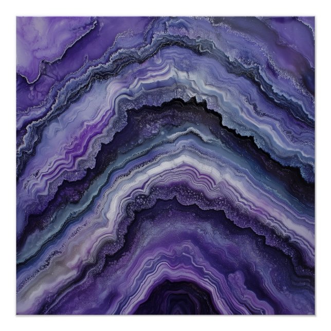 Amethyst Geode Fluid Pour Poster (Vorderseite)
