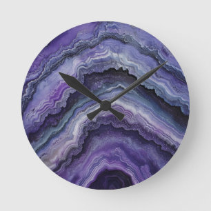 Amethyst Geode Fluid Pour Runde Wanduhr