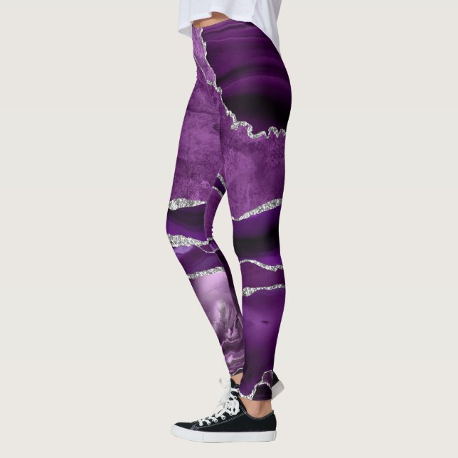 Amethyst Geode Sparkle Band Violet Purple Leggings (Links)