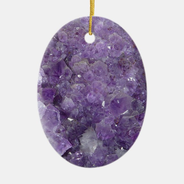 Amethyst Geode - violetter Kristalledelstein Keramik Ornament (Vorne)