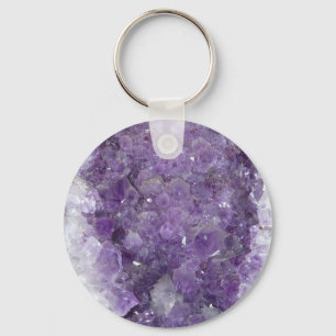 Amethyst Geode - violetter Kristalledelstein Schlüsselanhänger