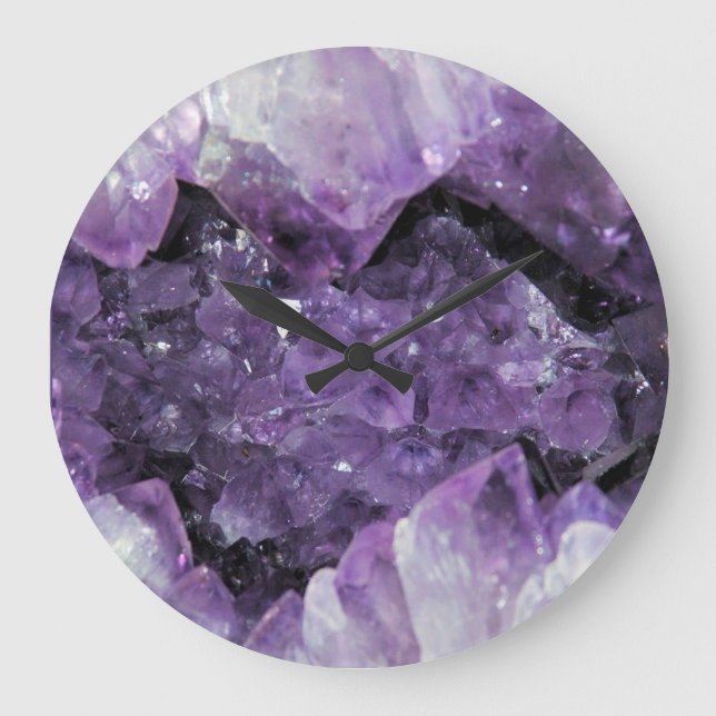 Amethyst Geode Wall Clock Große Wanduhr (Vorderseite)
