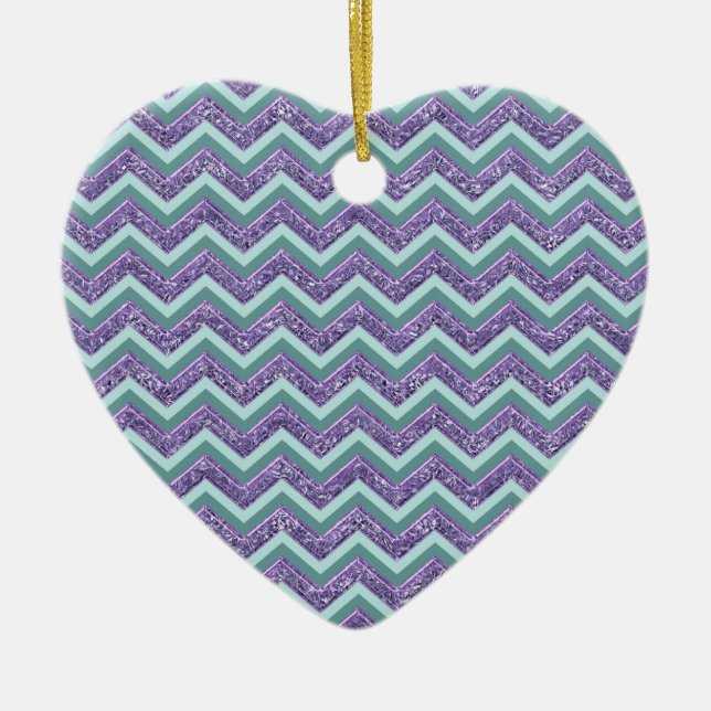 Amethyst Glass Zigzag Muster Keramik Ornament (Vorne)