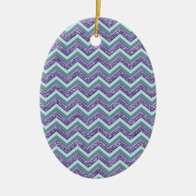 Amethyst Glass Zigzag Muster Keramikornament (Vorne)