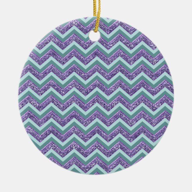 Amethyst Glass Zigzag Muster Keramikornament (Vorne)