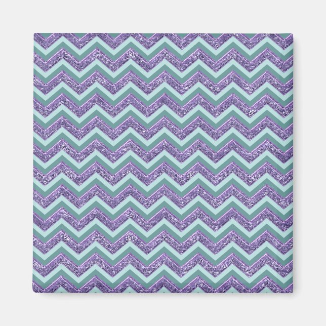 Amethyst Glass Zigzag Muster Magnet (Vorne)