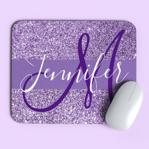 Amethyst Glitter Foto Personalisiertes Monogramm Mousepad