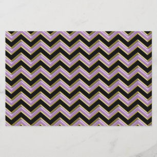 Amethyst Gold Black Zigzag Muster Briefpapier
