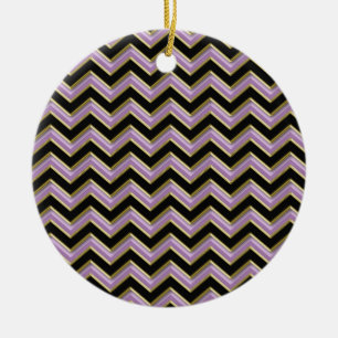 Amethyst Gold Black Zigzag Muster Keramik Ornament