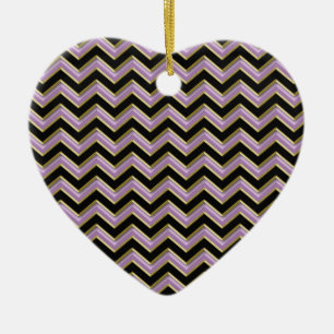 Amethyst Gold Black Zigzag Muster Keramik Ornament