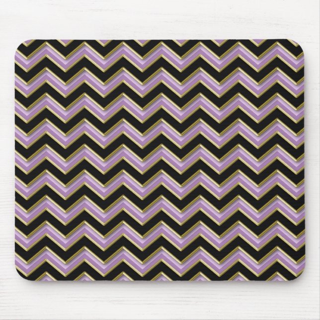 Amethyst Gold Black Zigzag Muster Mousepad (Vorne)