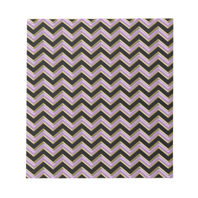 Amethyst Gold Black Zigzag Muster Notizblock (Vorderseite)