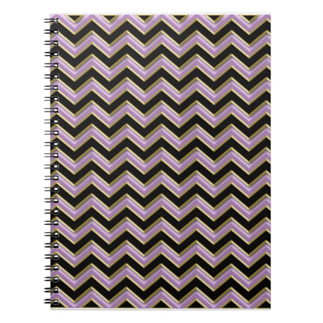Amethyst Gold Black Zigzag Muster Notizblock (Vorderseite)