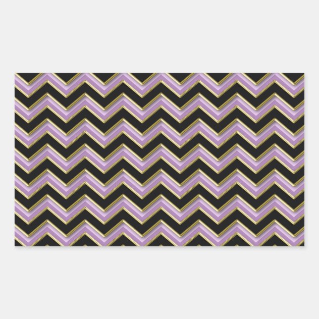 Amethyst Gold Black Zigzag Muster Rechteckiger Aufkleber (Vorderseite)