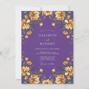 Amethyst-Gold-Ranunculus-Eukalyptus-Hochzeit Einladung