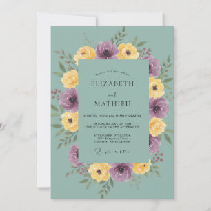 Amethyst-Gold-Ranunkel-Eukalyptus-Hochzeit Einladung