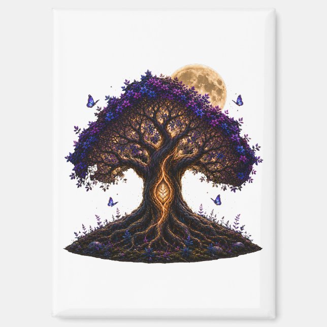 Amethyst-goldener-Mond-Baum-Magnet Magnet (Vorderseite)