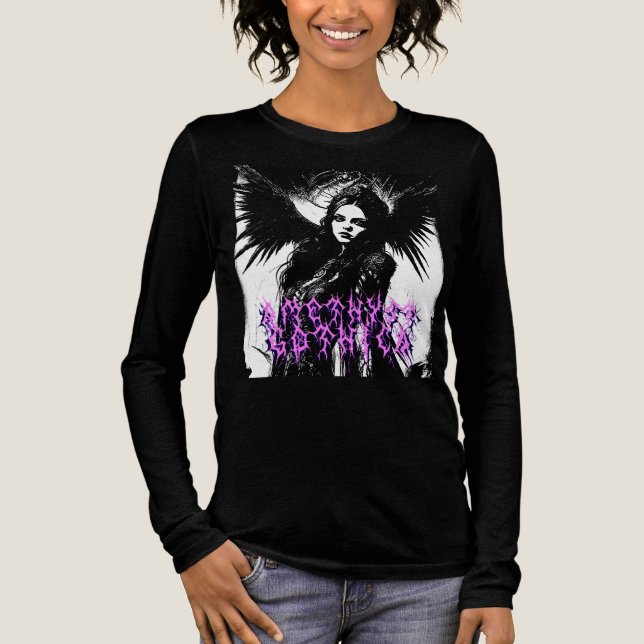 Amethyst Gothica Dark Angel Long Sleeve Tri-Blend Shirt (Vorderseite)