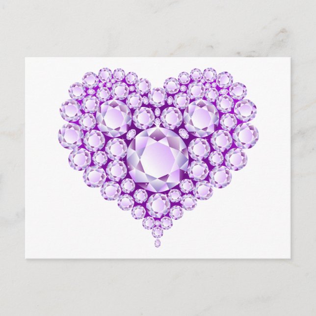 Amethyst Heart Gems Postkarte (Vorderseite)