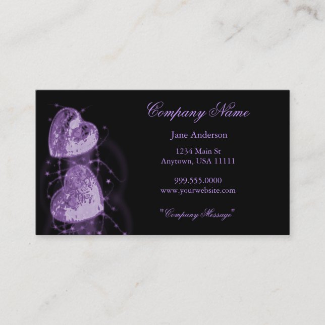 Amethyst Hearts Business Card Visitenkarte (Vorderseite)