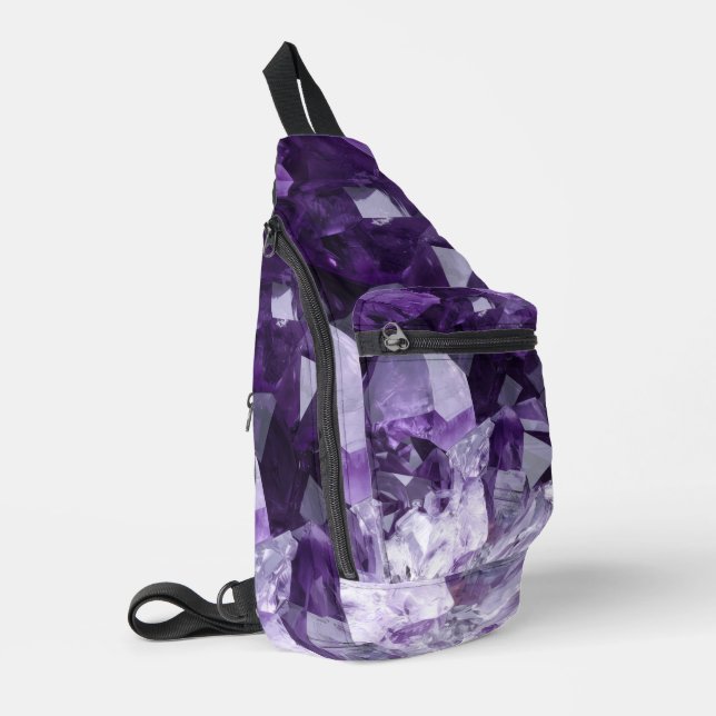 Amethyst-Heilsteincluster Crossbody Bag (Linke Seite)