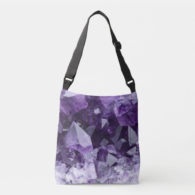 Amethyst-Heilsteincluster Tragetaschen Mit Langen Trägern (Vorderseite)
