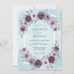 Amethyst-Himmels-Kranz-Hochzeit Einladung