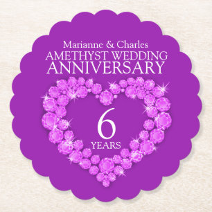 Amethyst Hochzeit zum 6. Jubiläum Herzklopfe Unter Untersetzer