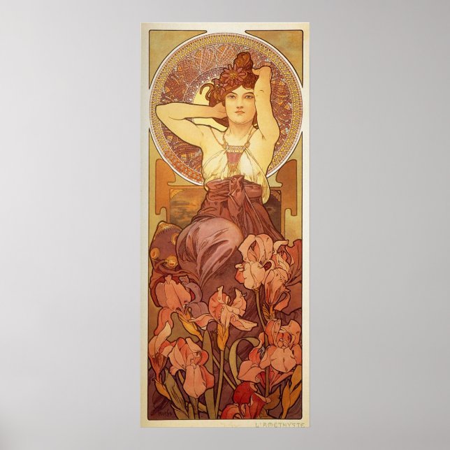 Amethyst Illustration von Alphonse Mucha Poster (Vorne)