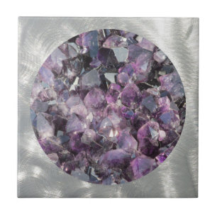 Amethyst in gebürsteten Metallrahmen Fliese