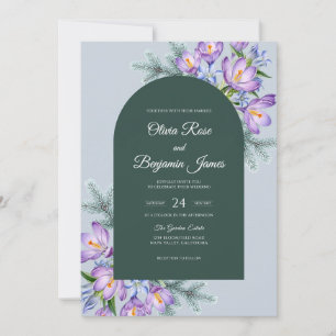 Amethyst Iris Smaragd Eukalyptus Hochzeit Einladung