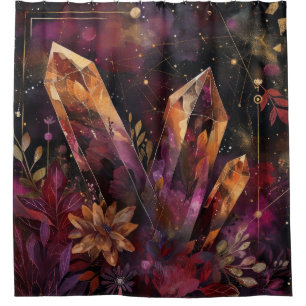 Amethyst-Kristall-Galaxie-Himmelsmuster Duschvorhang