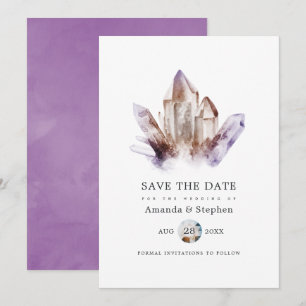 Amethyst-Kristall-Hochzeit Save The Date