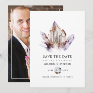 Amethyst-Kristall-Hochzeitsfoto Save The Date