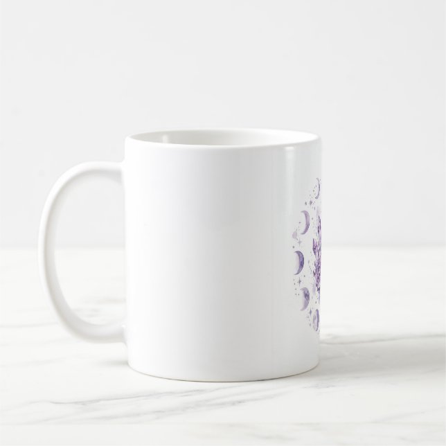 Amethyst-Kristallcluster mit Mondphasen — Geist Kaffeetasse (Links)
