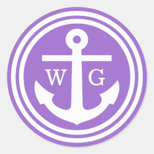 Amethyst Lila Anchor Wedding Siegels Gefallen Tags Runder Aufkleber