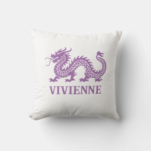 Amethyst Lila Chinoiserie Dragon Individuelle Name Kissen