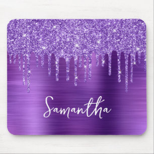 Amethyst Lila Drilling Glitzer Name Mousepad