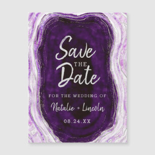 Amethyst Lila Geode Slice Wedding Save the Date Magneteinladung
