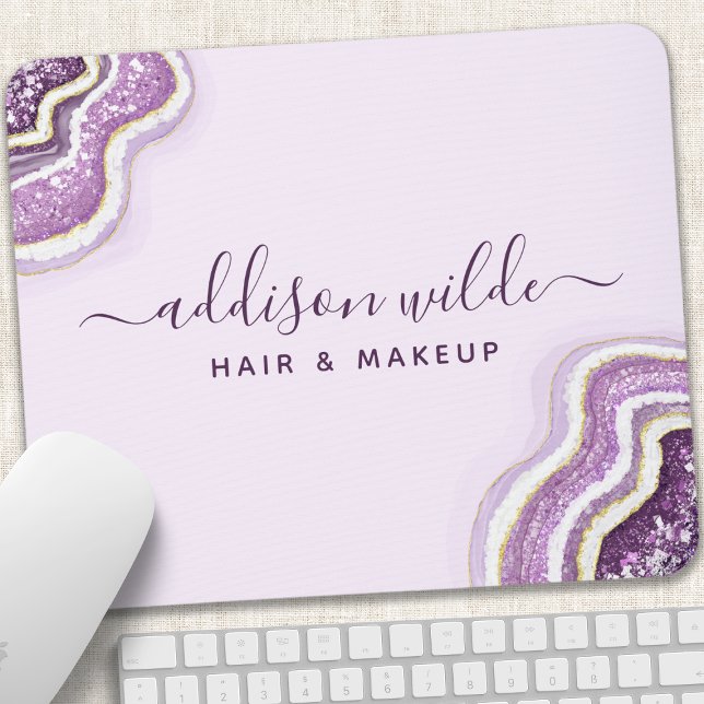 Amethyst Lila Glitzer Agate Geode Luxe Chic Mousepad (Von Creator hochgeladen)