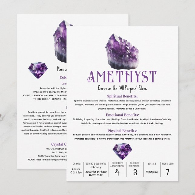 Amethyst Lila kristallische metaphysische Eigensch Einladung (Vorne/Hinten)