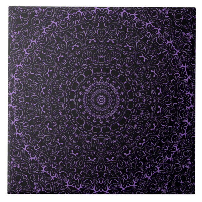 Amethyst Lila Mandala mit komplizierter Symmetrie Fliese (Vorderseite)