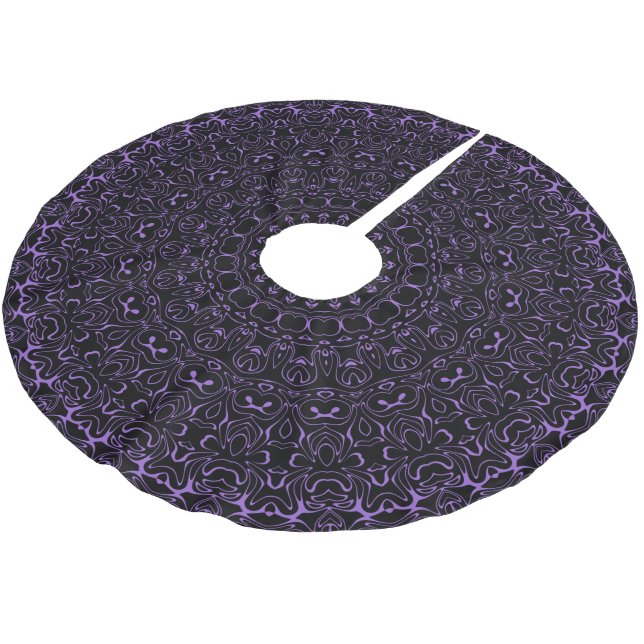 Amethyst Lila Mandala mit komplizierter Symmetrie Polyester Weihnachtsbaumdecke (Schrägansicht)