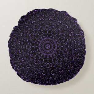 Amethyst Lila Mandala mit komplizierter Symmetrie Rundes Kissen