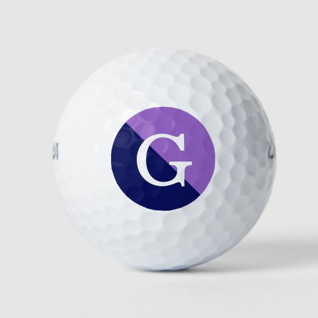 Amethyst Lila Navy Blue 2 Tone Diag Monogramm Golfball (Vorderseite)